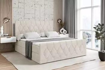 ALTDECOR Velanto Boxspringbett mit Bettkasten, Topper, beige, 160x200cm (800000515435)