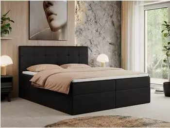 MKS Centos Boxspringbett 180x200cm, Kunstleder, schwarz, mit Bettkasten (800000686563)