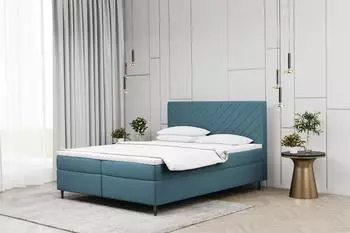 Fun Möbel BONITA Boxspringbett 160x220cm, Matt Velvet, blaugrau
