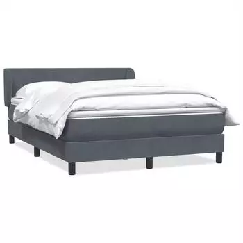 vidaXL Boxspringbett mit Matratze 160x210cm, dunkelgrau, Samt (3317362)