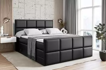 ALTDECOR Nova-Z King Boxspringbett 160x200cm, Kunstleder schwarz, H3/H4 Matratzen (800001692746)