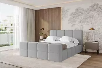 ALTDECOR Nata-Z Polsterbett mit Bettkasten, Lattenrost und Matratze H3/H4, 120x200cm, hellgrau (800001699293)