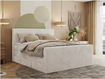 MKS Tiliano King Duo Boxspringbett, Cordstoff, beige, 140x200cm (TILIANO KING DUO)