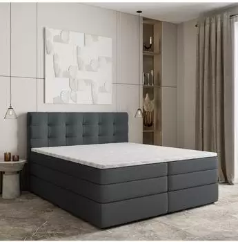 Masseno Arezi Boxspringbett 140x200cm mit Matratze und Topper, graphit (AREZI 140X200 CM SORO 97)