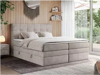 MKS Erni King Boxspringbett mit Bettkasten, beige, 200x200cm (800000649583)