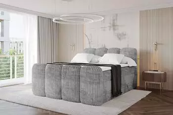 ALTDECOR Nina-Z King Boxspringbett 180x200cm, Velours, hellgrau, H3+H4 Matratzen (800001729918)