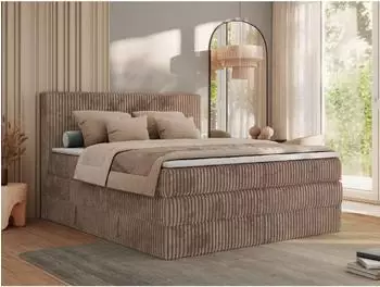 MKS Tiliano King Boxspringbett 160x200cm, Cord, braun, mit Bettkasten (Tiliano King)