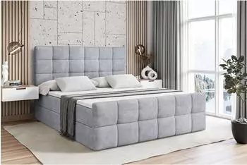 ALTDECOR Brugo-Z Boxspringbett mit Matratze, Bettkasten, 200x200cm, grau (800001692435)