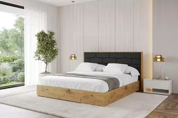 ALTDECOR Enzo8 Polsterbett mit Bettkasten und Lattenrost, Kunstleder, schwarz, 160x200cm (800001322700)