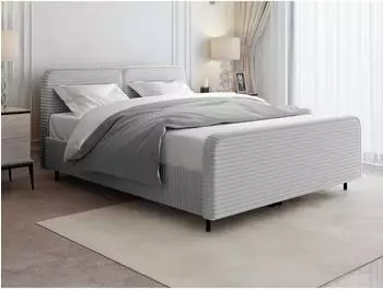 Beautysofa LEA Polsterbett mit Bettkasten & Gaslift, Rippstoff hellgrau, 180x200cm (Tilia 86)