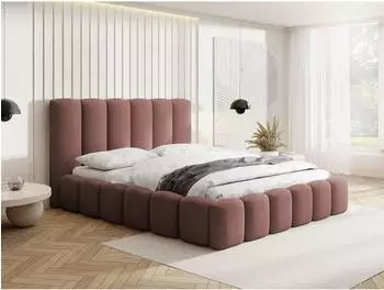 WFL GROUP Serenity Polsterbett mit Bettkasten, altrosa Chenille, 140x200cm (800001767029)