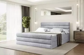 ALTDECOR Celestia-Z Boxspringbett mit Bettkasten 160x200cm H3 hellgrau Samt (800001766003)