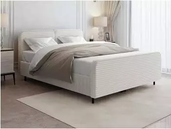 Beautysofa LEA Polsterbett mit Bettkasten, Rippstoff, 140x200cm (Tilia 03)