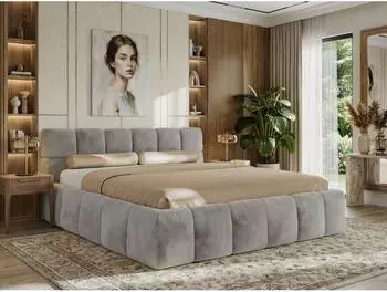 MKS Nira Classic Polsterbett 160x200cm, hellgrau, Pl&uuml;sch (800001299252)