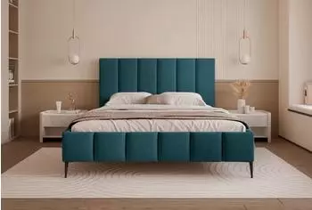 Selsey Sarafino Polsterbett mit Bettkasten, Samt, t&uuml;rkis, 160x200cm