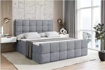 ALTDECOR APO-Z Boxspringbett mit Bettkasten, 180x200cm, grau Samt (800001692710)