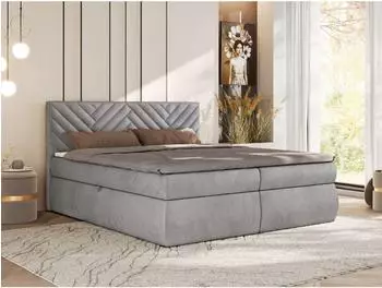 MKS Averta Boxspringbett 180x200, Bonnell-Matratze H3, Bettkasten, hellgrau (800001511863)