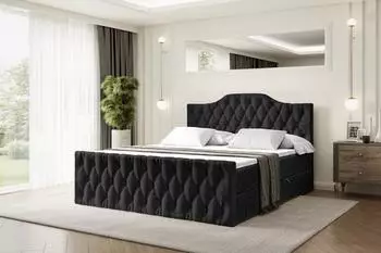 ALTDECOR Vila-1-Z Boxspringbett mit Fu&szlig;teil, H4, 120x200cm, schwarz (800001767860)