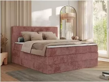 MKS Tiliano King Boxspringbett 180x200cm, Cord, rosa, mit Bettkasten (Tiliano King)