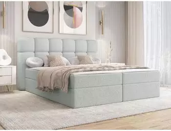 Mirjan24 Softi II Boxspringbett Boucl&eacute;-Bezug, 2 Bettk&auml;sten, 160x200cm (Lambi 11)