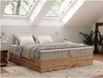 MKS Meble Wood Zero Boxspringbett ohne Kopfteil, Bettkasten, Holzoptik (800001428085)