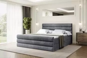 ALTDECOR CELESTIA-Z Boxspringbett mit Fu&szlig;teil, H3, dunkelgrau, 120x200cm (800001766091)