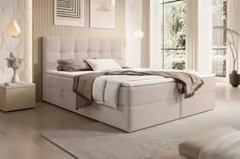 Fun M&ouml;bel Arturo Boxspringbett, Stoff Freya Cappuccino, 200x200cm