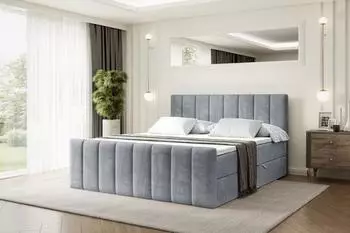 ALTDECOR OTTA-Z Boxspringbett mit Fußteil, 160x200cm, H3, grau (OTTA-Z)