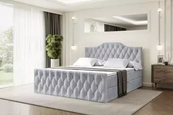 ALTDECOR Vila-1-Z Boxspringbett mit Fu&szlig;teil, Hellgrau Samt, 120x200cm (800001767849)