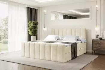 ALTDECOR OTTA-Z Boxspringbett mit Bettkasten, H3-Matratze und Topper, 140x200cm, beige (800001765868)