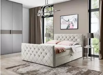 Fun M&ouml;bel Boxspringbett EIVOR 180x220cm, Magic Velvet, beige
