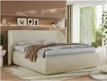 MKS Caela Classic Polsterbett mit Bettkasten, creme, 140x200cm (800001265043)