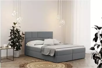 Kaiser M&ouml;bel Bali Boxspringbett mit Bettkasten, Velvet grau, H3, 200x200cm