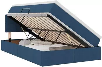vidaXL Stauraumbett mit Matratze, blau, 120x190cm, Holzwerkstoff