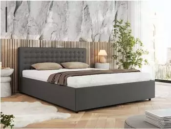 MKS Meble Pavo Classic Polsterbett 140x200cm, grau Kunstleder, Bettkasten (800001267913)