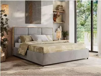 MKS Lerio Classic Polsterbett mit Bettkasten & Lattenrost, hellgrau Velvet (800001452631)