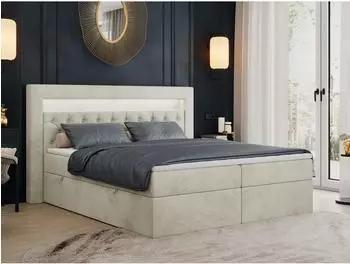 MKS Gold 6 Boxspringbett 120x200 mit LED, Bettkasten, beige Velvet (H3) (800000649623)