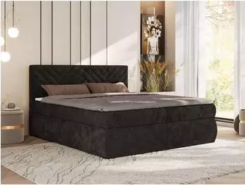 MKS Meble AVERTA Boxspringbett 140x200, Bonnell-Matratze H3, dunkelgrau (800001511814)