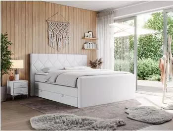 MKS Meble King Eigar Boxspringbett 160x200cm, Kunstleder, weiß, H4 (800000648869)