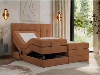 MKS Vittoria Boxspringbett 180x200cm elektrisch, Taschenfederkern, orange (800000811441)