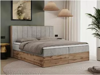 MKS Bellissimo Boxspringbett mit Bettkasten, hellgrau, 140x200cm