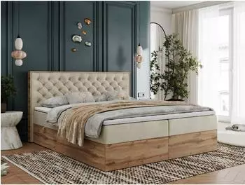 MKS Albero 3 Boxspringbett 140x200cm, beige Velvet, H4 (800000739926)