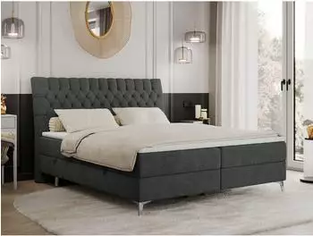 MKS MILEN Boxspringbett 200x200cm, 2 Bettk&auml;sten, dunkelgrau (800000629155)