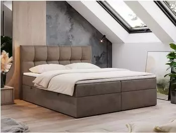 MKS Rico Boxspringbett 180x200 mit Bettkasten, H3, braun (800000649777)
