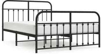 vidaXL Bettgestell mit Kopf- und Fußteil, Metall, schwarz, 150x200cm (352598)