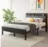 OKWISH Polsterbett Jugendbett mit LED, USB, Bettkasten & Lattenrost, grau, 90x200cm