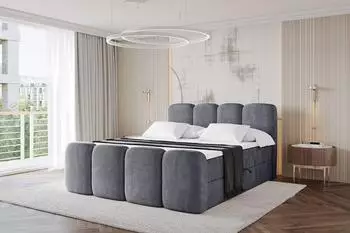ALTDECOR NINA-Z Boxspringbett mit Fu&szlig;teil, 180x200cm, dunkelgrau (NINA-Z)