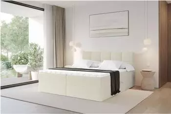 ALTDECOR FAMA Boxspringbett mit Topper, H4-Matratze, beige, 180x200cm