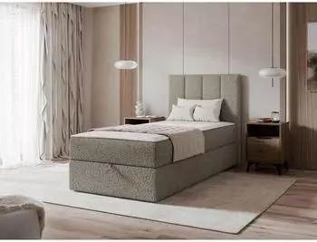 Mirjan24 Rebos Single Boucle Boxspringbett mit Bettkasten, H3 (Rebos Single Boucle)