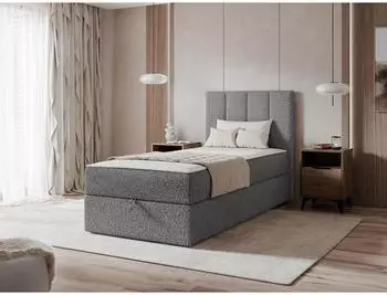 Mirjan24 Rebos Single Boucle Boxspringbett mit Bettkasten, H3, 100x200cm
